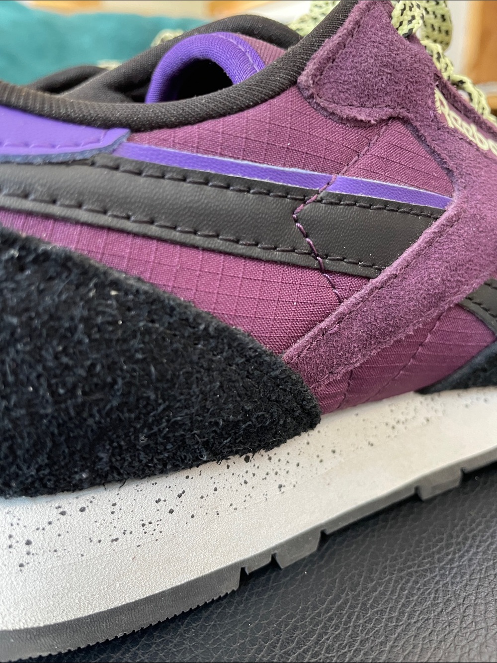 Reebok Purple Black Lime Classic Suede Nylon Retro Sneakers - Picture 6 of 10